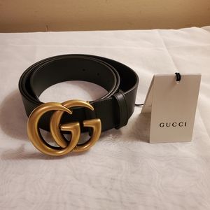 Authetic Gucci Double G Women Wide Leather Belt Style ‎400593 AP00T 1000